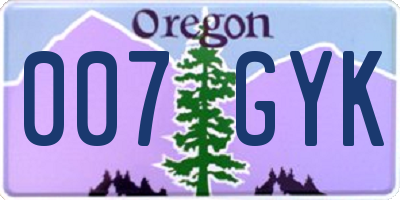 OR license plate 007GYK