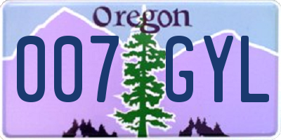 OR license plate 007GYL