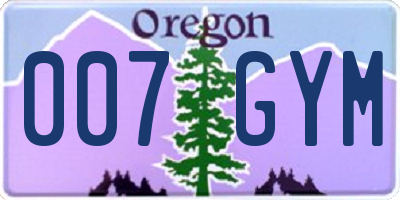 OR license plate 007GYM