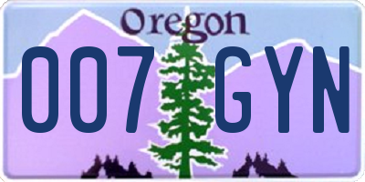OR license plate 007GYN