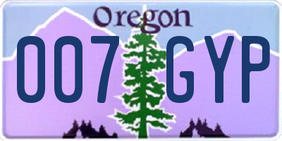 OR license plate 007GYP