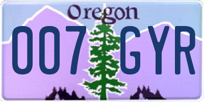 OR license plate 007GYR
