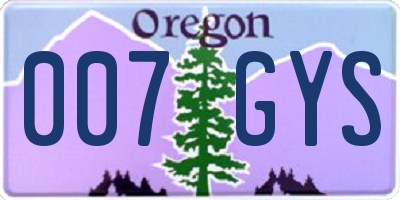 OR license plate 007GYS