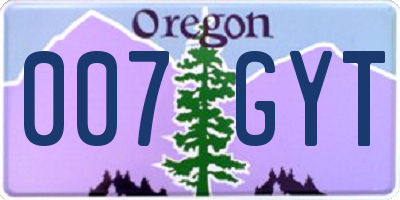 OR license plate 007GYT