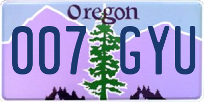 OR license plate 007GYU