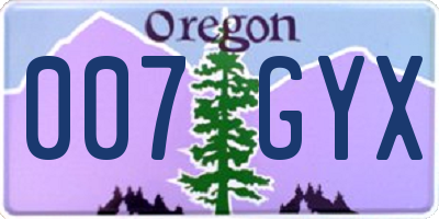 OR license plate 007GYX