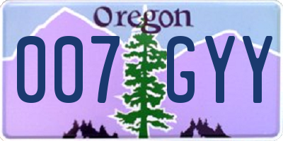OR license plate 007GYY