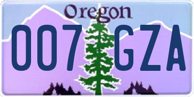 OR license plate 007GZA