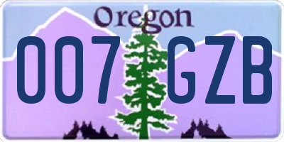 OR license plate 007GZB