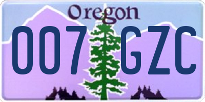 OR license plate 007GZC