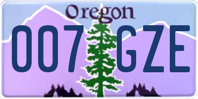 OR license plate 007GZE