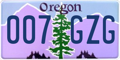 OR license plate 007GZG