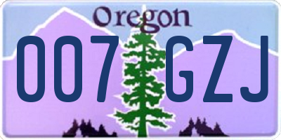 OR license plate 007GZJ