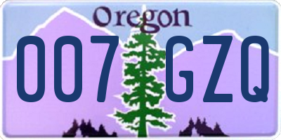 OR license plate 007GZQ