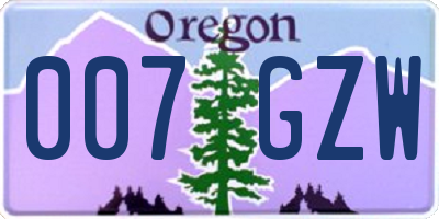 OR license plate 007GZW