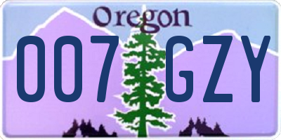 OR license plate 007GZY