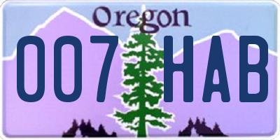 OR license plate 007HAB