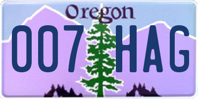 OR license plate 007HAG