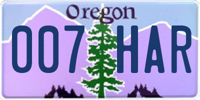 OR license plate 007HAR