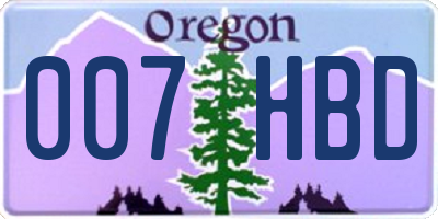 OR license plate 007HBD