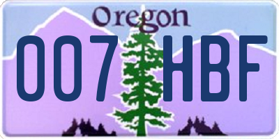 OR license plate 007HBF