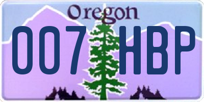 OR license plate 007HBP