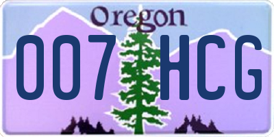 OR license plate 007HCG