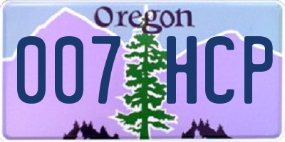 OR license plate 007HCP