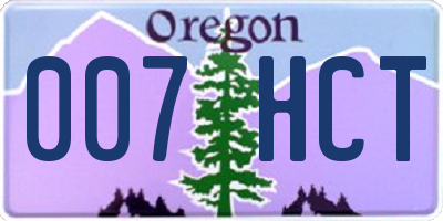 OR license plate 007HCT