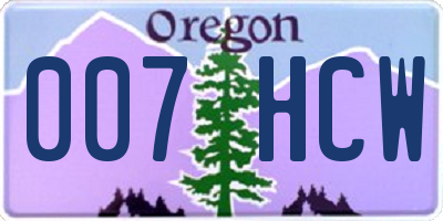 OR license plate 007HCW