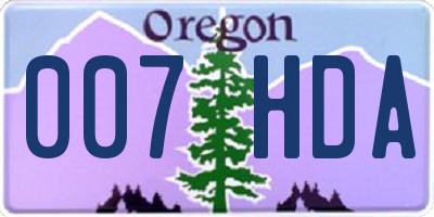 OR license plate 007HDA