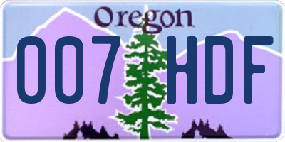 OR license plate 007HDF