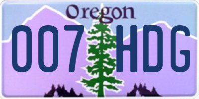 OR license plate 007HDG