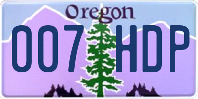 OR license plate 007HDP