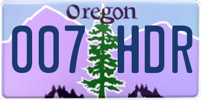 OR license plate 007HDR