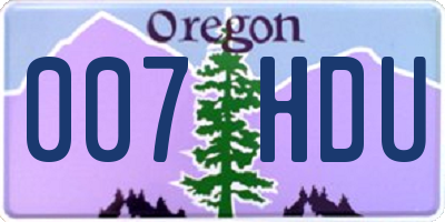 OR license plate 007HDU