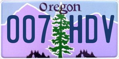 OR license plate 007HDV