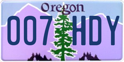 OR license plate 007HDY