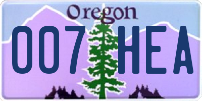 OR license plate 007HEA