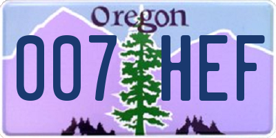 OR license plate 007HEF
