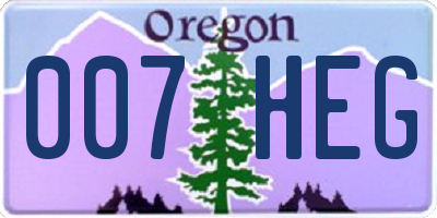 OR license plate 007HEG