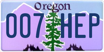 OR license plate 007HEP