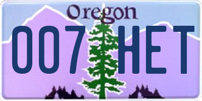 OR license plate 007HET