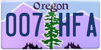 OR license plate 007HFA