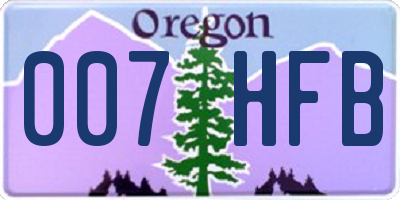 OR license plate 007HFB