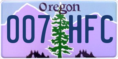 OR license plate 007HFC