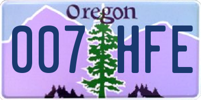OR license plate 007HFE