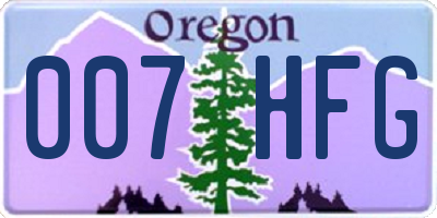 OR license plate 007HFG