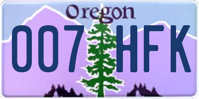 OR license plate 007HFK