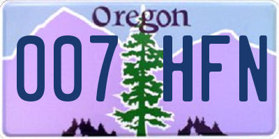 OR license plate 007HFN